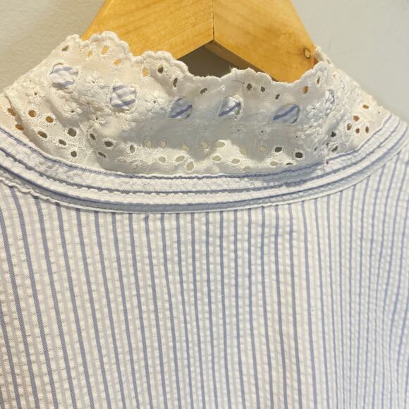 Eileen West Textured Stripe Long Length Cotton Blend Robe - L/XL - Picture 6 of 8